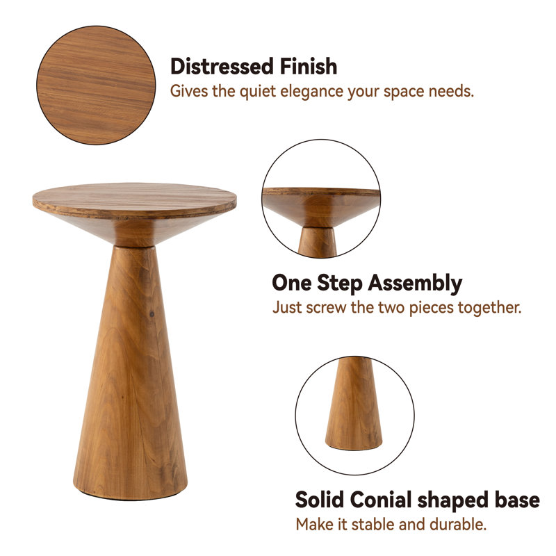 Millwood Pines Abilash Solid Wood Pedestal End Table & Reviews Wayfair